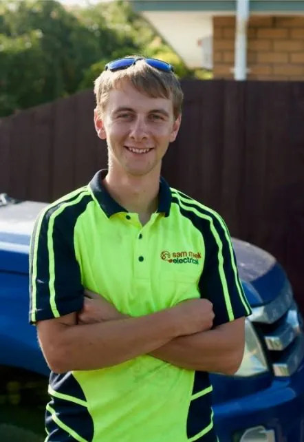 Sam Meek in his Sam Meek Electrical work polo